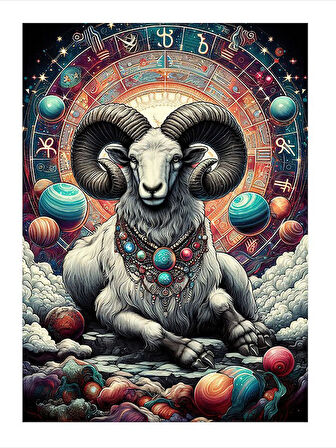 Koç Burcu Çizimi Mdf poster