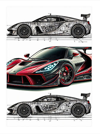 Lüks Yarış Arabası Tasarımı Dekoratif ahşap Tablo