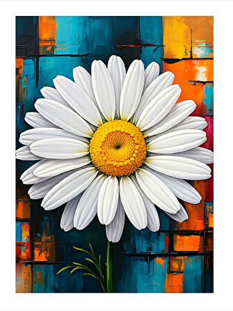 Beyaz Papatya Sanatı Art Mdf Tablo