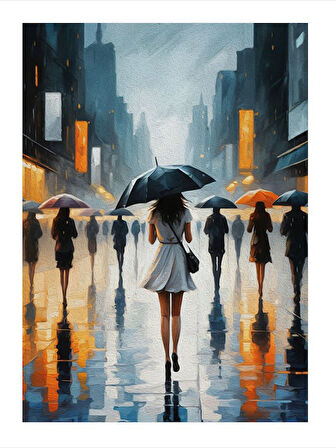 Yağmurlu Şehir Sokakları Model Mdf tablo