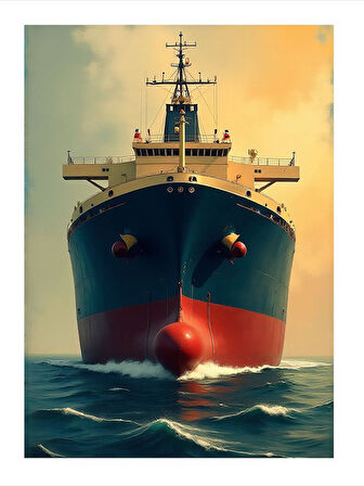 Denizde Büyük Kargo Gemisi Hediyelik Mdf Tablo