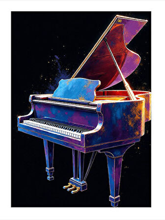 Renkli Piyano Tasarımı Modern Ahşap Tablo