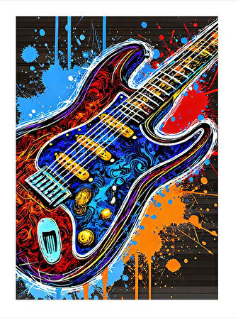 Renk Patlamalı Elektro Gitar Art Mdf Poster