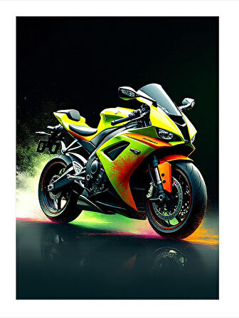Hızlı Sarı Motosiklet Dekoratif ahşap Tablo