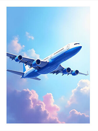 Gökyüzünde Uçak Modern Ahşap Tablo