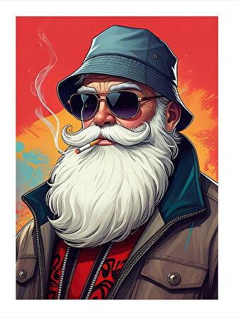 Şapkalı Gözlüklü Koca Adam Hediyelik Mdf Tablo