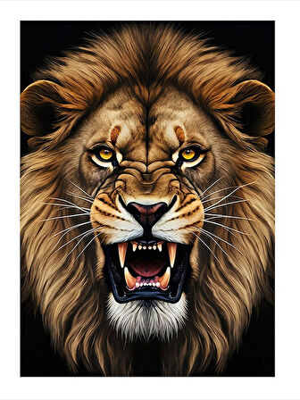 Kükreyen Aslan Portresi Art Mdf Poster