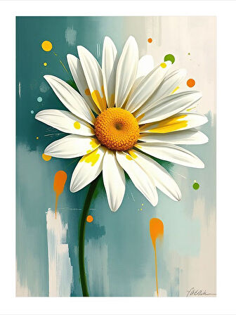 Beyaz Papatya Çiçeği Modern Mdf Tablo