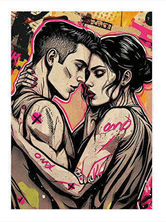 Çizgi Roman Aşk Çifti Mdf poster