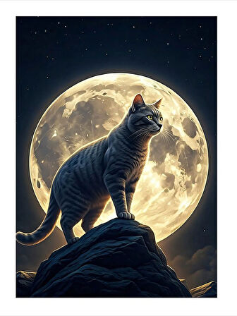 Ayışığında Kedi Model Mdf tablo