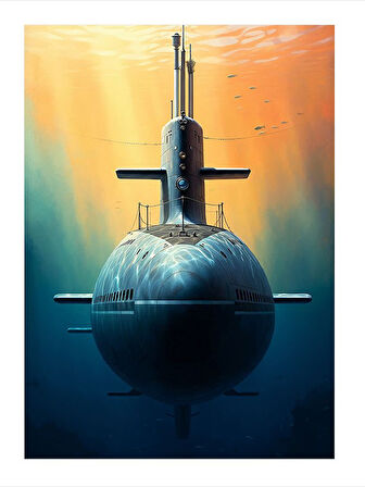 Mavi Denizaltı Çizimi Art Mdf Poster