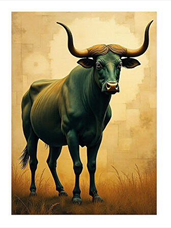 Yeşil Çayırda Boğa Tasarım Mdf Tablo