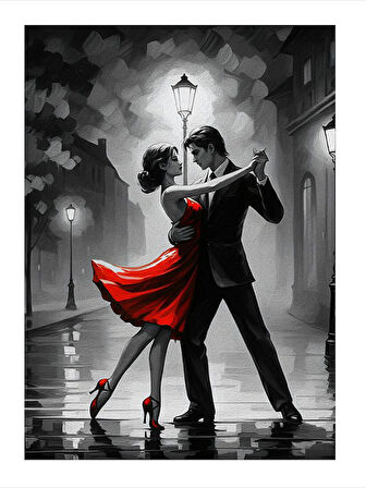 Dans Eden Siyah Beyaz Çift Model Ahşap Tablo