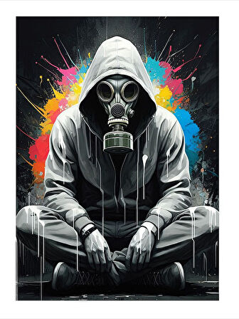 Gaz Maskesi Takmış Figür Mdf poster