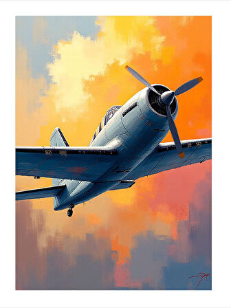 Gökyüzünde Beyaz Uçak Mdf Tablo