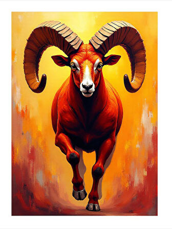 Kırmızı Renkli Koç Portresi Mdf poster