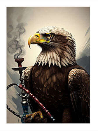 Nargile İçen Kartal Mdf Tablo