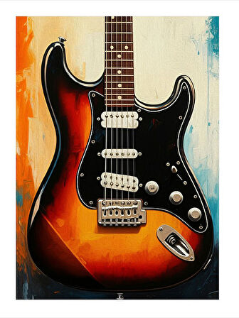 Klasik Elektro Gitar Dekoratif Mdf Tablo