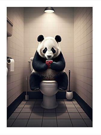 Tuvalette Panda Dekoratif Mdf Tablo