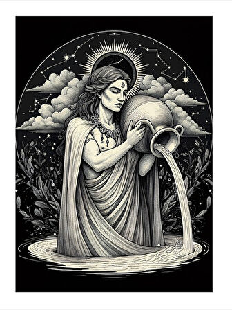 Kova Burcu Kadın Figürü Hediyelik Mdf Tablo