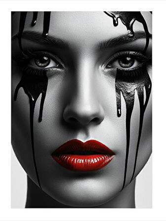 Siyah Ve Beyaz Kadın Portresi Modern Mdf Tablo