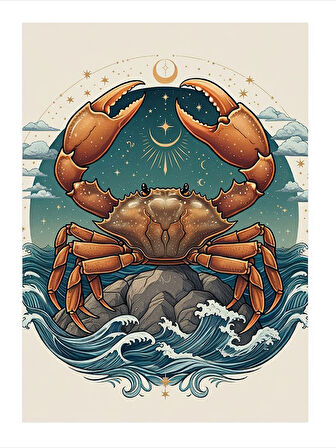 Yengeç Burcu Sanatı Hediyelik Mdf Tablo