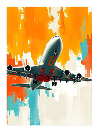 Turuncu Ve Beyaz Uçak Mdf poster