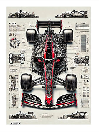 Formula 1 Yarış Arabası Çizimi Tasarım Mdf Tablo