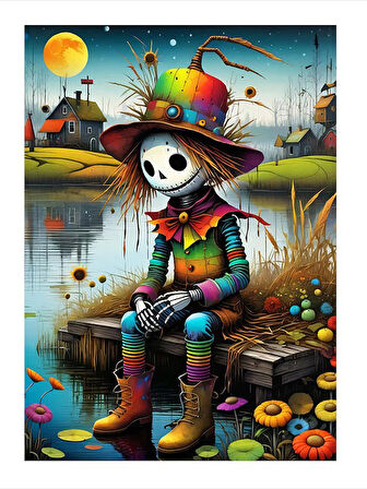 Renkli Maske Takan Çocuk Dekoratif ahşap Tablo