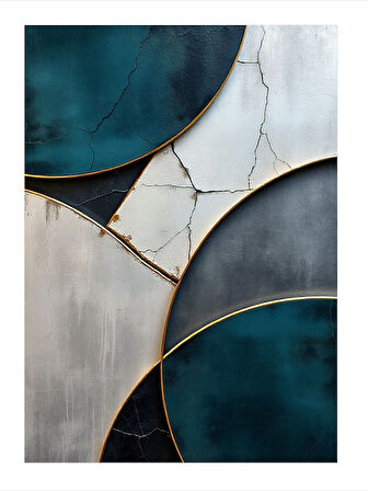 Altın Detaylı Soyut Çizim Desenli Mdf Tablo