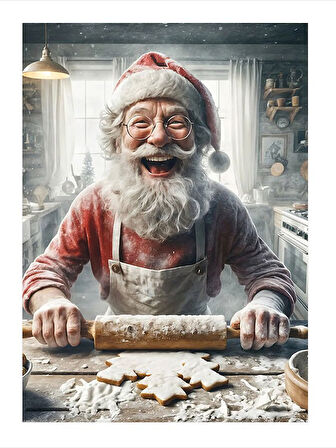 Kurabiye Yapan Noel Baba Hediyelik Mdf Tablo