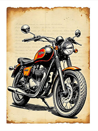 Klasik Motor Ve Retro Tasarım Desenli Mdf Tablo