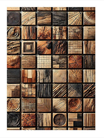 Ahşap Desen Kolajı Dekoratif Mdf Tablo