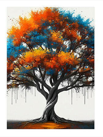 Sonbahar Ağacı Manzarası Tasarım Mdf Tablo