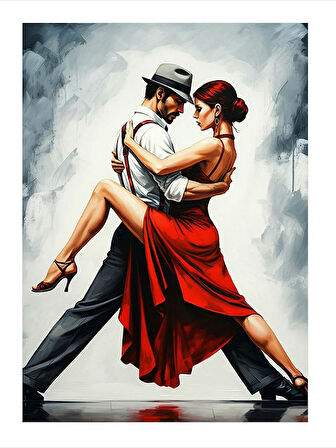 Tango Yapan Aşık Çift Tasarım Mdf Tablo