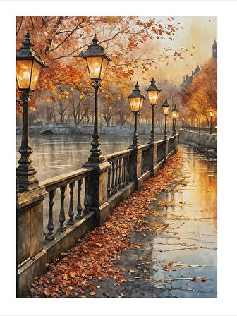 Sonbahar Yol Manzarası Mdf poster