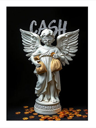 Para Melek Heykeli Dekoratif ahşap Tablo