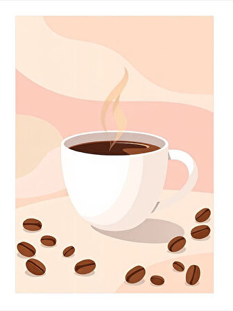 Kahve Ve Kahve Çekirdekleri Desenli Mdf Tablo