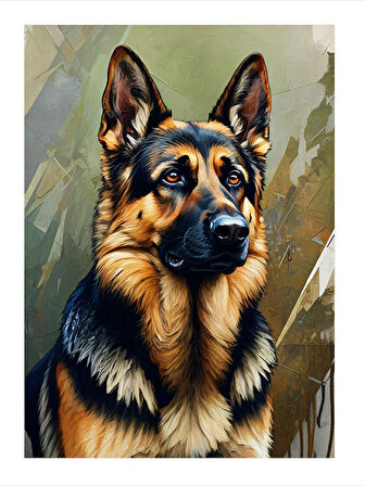 Alman Çoban Köpeği Portresi Art Mdf Poster