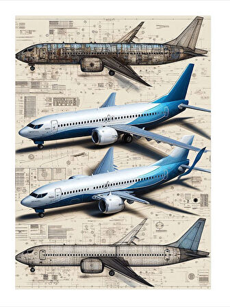Uçak Tasarım Çizimleri Art Mdf Tablo
