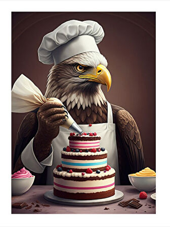 Pasta Yapımında Kartal Şef Tasarım Ahşap Tablo