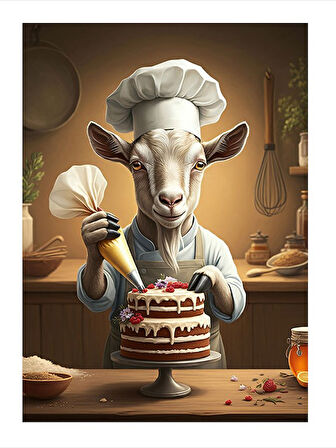 Pasta Hazırlayan Keçi Model Mdf tablo