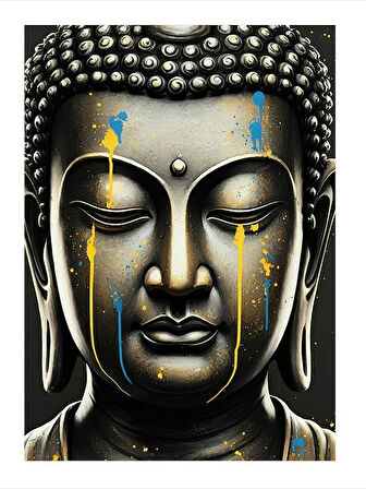 Meditasyon Temalı Buda Portresi Hediyelik Ahşap Tablo