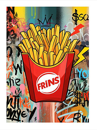 Renkli Patates Kızartması İllüstrasyonu Art Mdf Poster