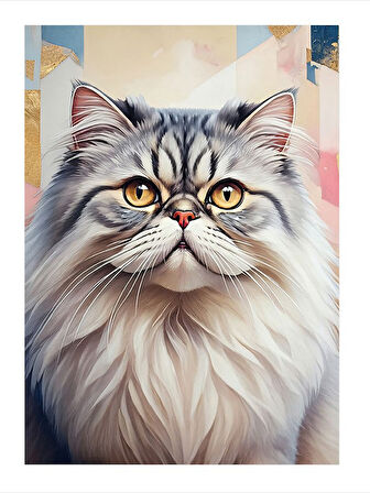 Pofuduk Kedi Portresi Hediyelik Mdf Tablo
