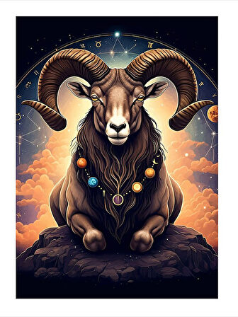 Koç Burcu Figürü Hediyelik Ahşap Tablo