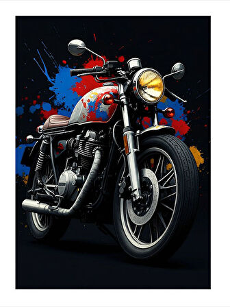 Klasik Motosiklet İllüstrasyonu Mdf Tablo