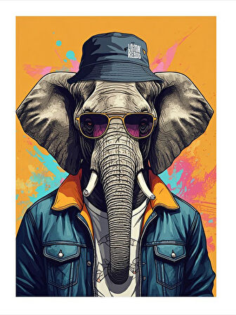 Kulaklık Takmış Modern Fil Art Mdf Tablo