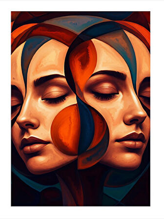 Soyut Yüzler  Art Mdf Poster