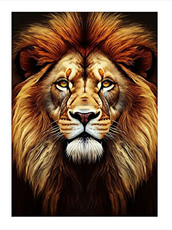 Aslan Portresi Ve Yele Detayları Tasarım Ahşap Tablo